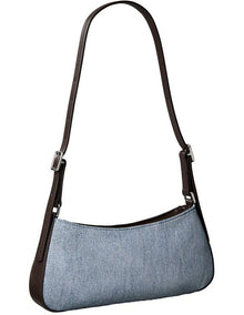 Monogram Logo Hardware Shoulder Bag in Light Wash Denim