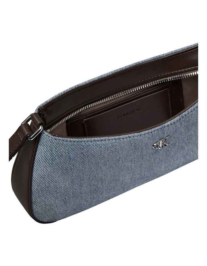 Monogram Logo Hardware Shoulder Bag in Light Wash Denim
