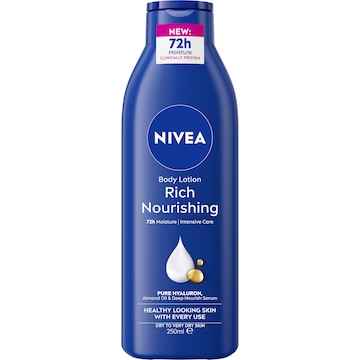 Nivea Rich Nourishing Body Lotion 72hr Moisturiser For Dry Skin 250mL