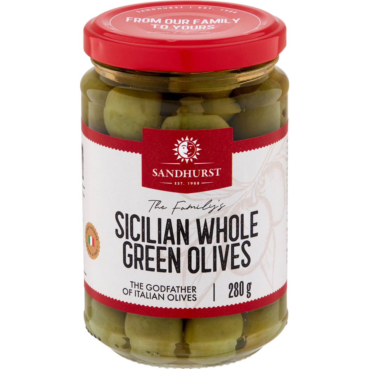 Sandhurst Olives Green Sicilian 280g