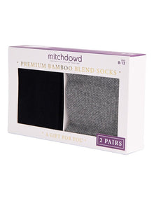 Mens Bamboo Waffle Socks 2 Pack in Black and Charcoal Marle