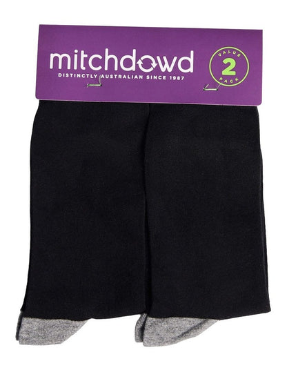 Mitchdowd Mens Fine Knit Business Socks 2 Pack - Black