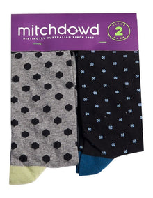 Mitchdowd Mens Hexo Fine Knit Business Socks 2 Pack