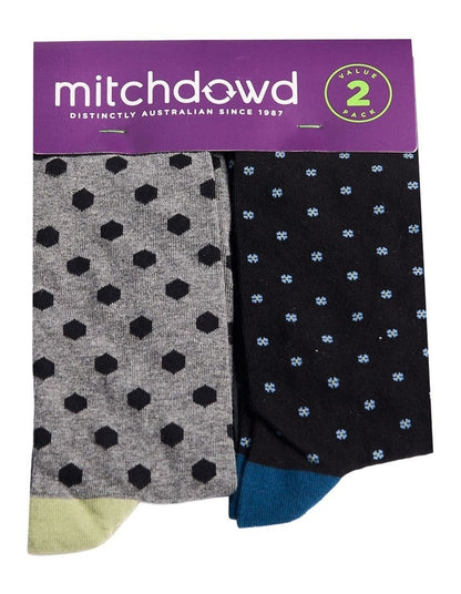 Mitchdowd Mens Hexo Fine Knit Business Socks 2 Pack