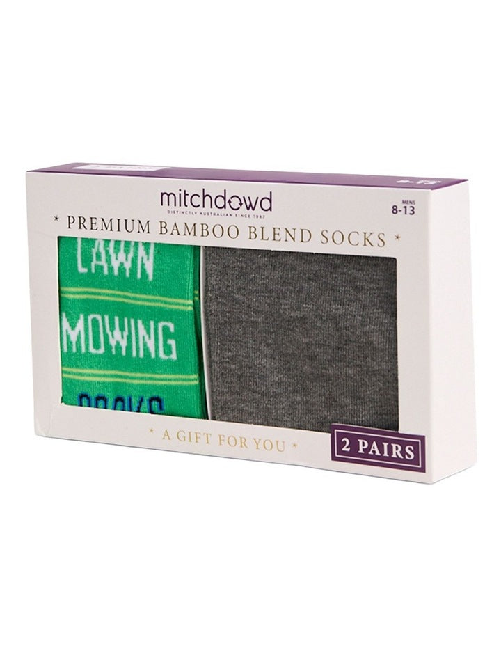 2 Pack Lawn Man Bamboo Boxed Socks