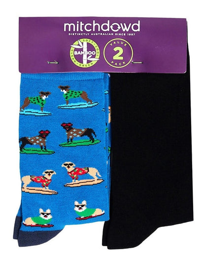 Mitchdowd Mens Dog Surf Bamboo Socks 2 Pack