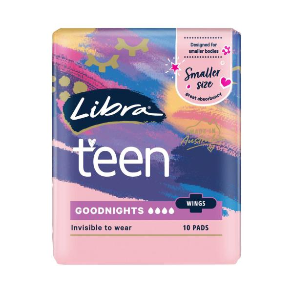 LIBRA GIRL-TEEN GOODNIGHT PADS WITH WINGS 10 PACK