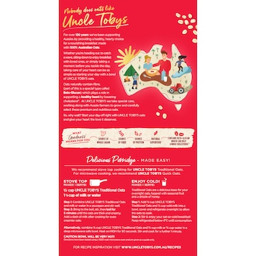 Uncle Tobys Rolled Oats Traditional Porridge 1kg
