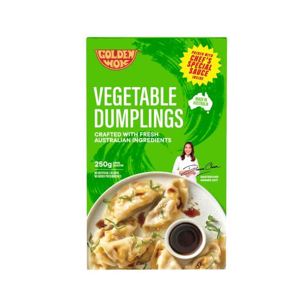 GOLDEN WOK DIANA CHAN'S VEGETABLE DUMPLINGS WITH CHEFS SPECIAL SAUCE 250G