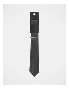 Tie Set With Tie Bar 2 Pack in Black and Grey