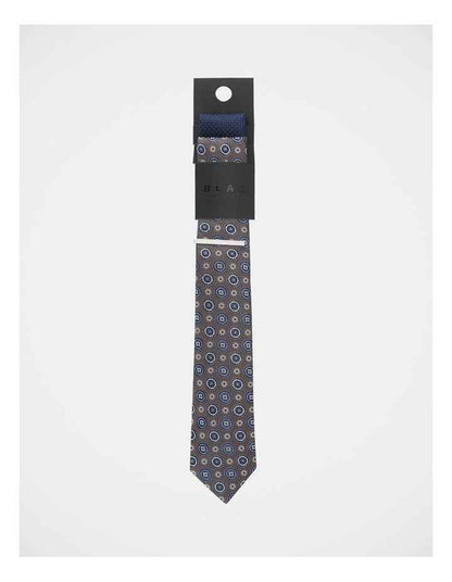 Tie Set With Tie Bar 2 Pack in Deep Khaki and Blue