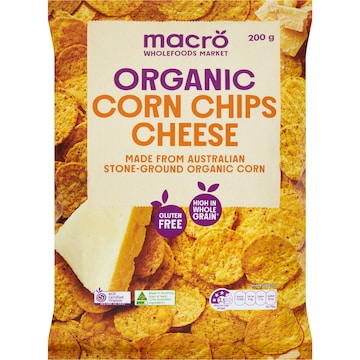 Macro Organic Corn Chips Cheese 200g