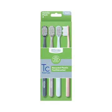 All Smiles Recycled Plastic Toothbrushes Soft 4 pack