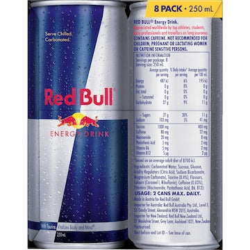 Red Bull Energy Drink Cans 250mL x 8 pack