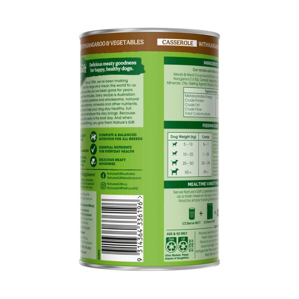 NATURE'S GIFT ADULT ALL BREEDS WET DOG FOOD CASSEROLE GRAVY KANGAROO & VEGETABLES 700GRAM