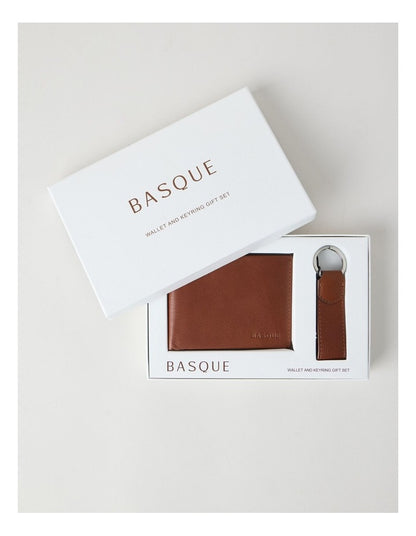 WALLET & KEY FOB  GIFT DARK TAN
