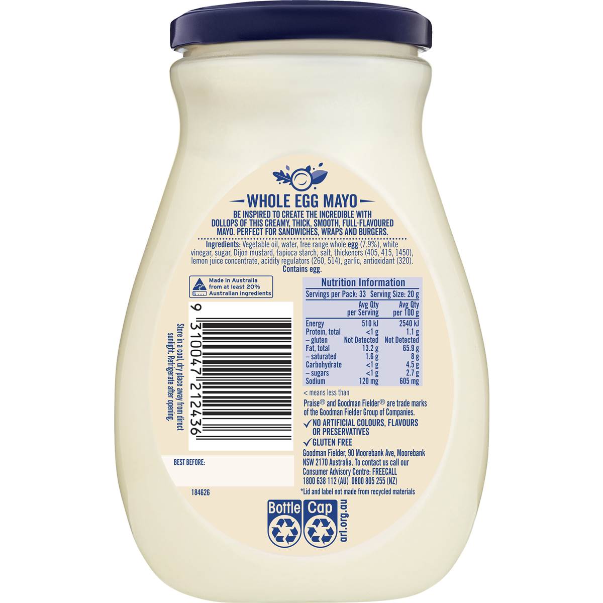 Praise Whole Egg Mayonnaise Whole Egg 670g