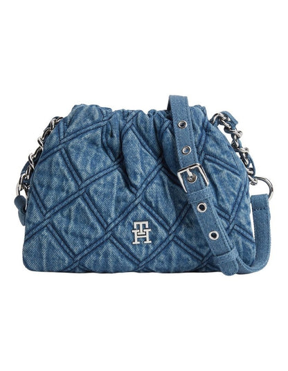Quilted Denim TH Monogram Crossbody Bag in Denim