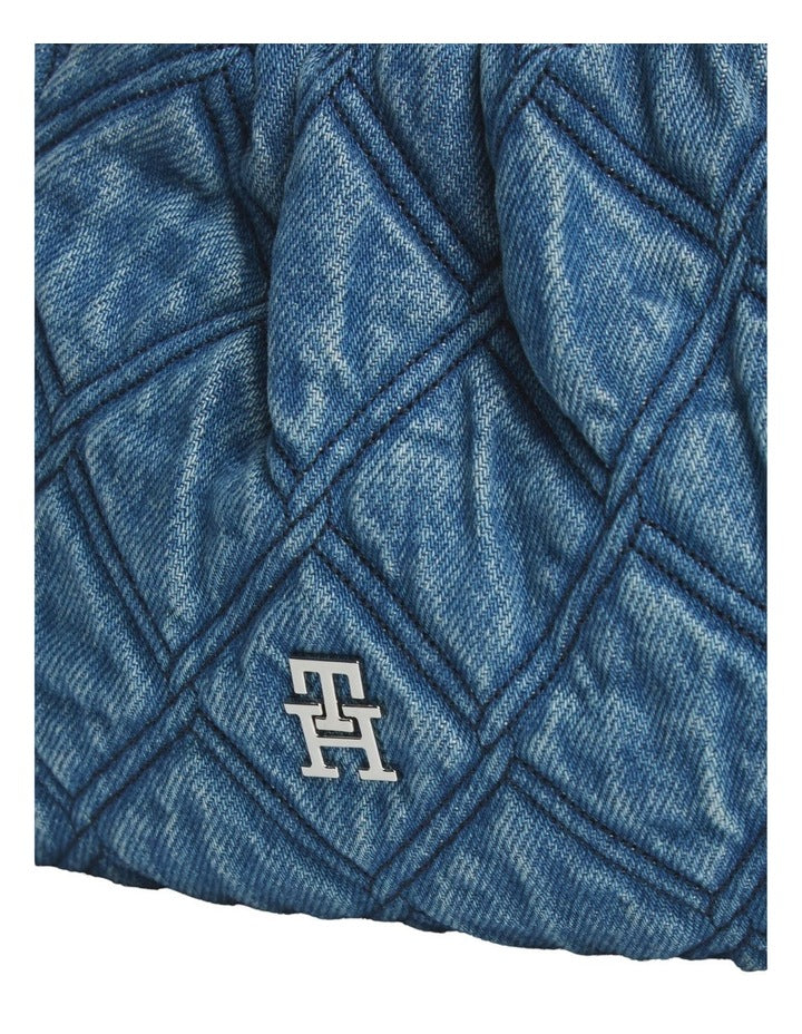 Quilted Denim TH Monogram Crossbody Bag in Denim
