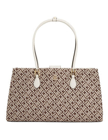 Grace Jacquard Satchel Bag in Beige