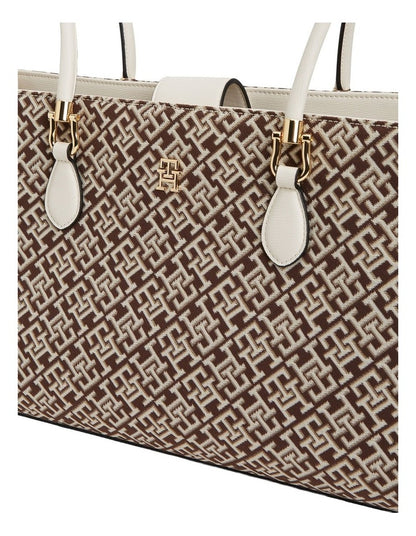 Grace Jacquard Satchel Bag in Beige