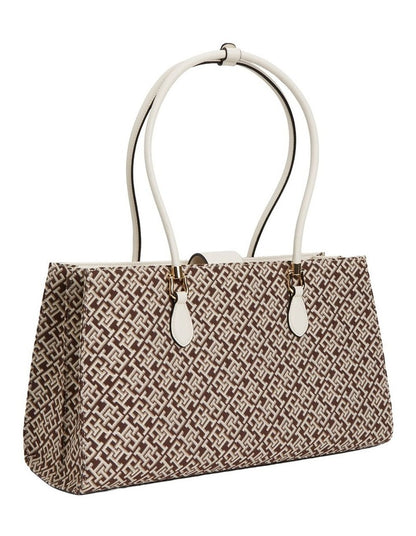 Grace Jacquard Satchel Bag in Beige
