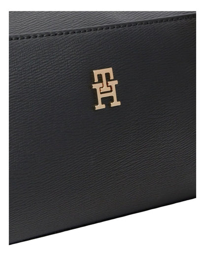 TH Monogram Textured Shoulder Bag in Black