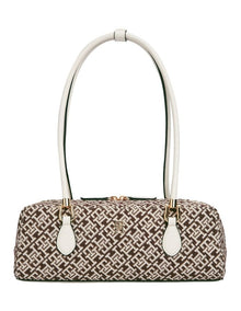 Textile Jacquard Rectangular Shoulder Bag in Neutral