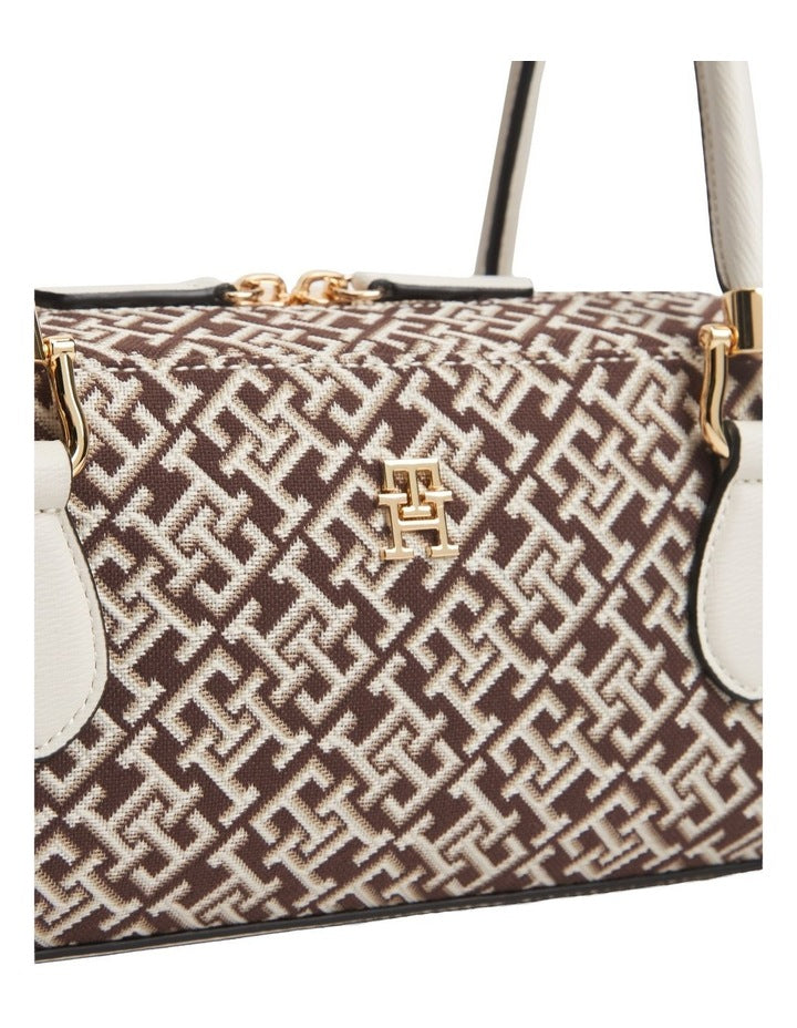 Textile Jacquard Rectangular Shoulder Bag in Neutral