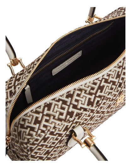 Textile Jacquard Rectangular Shoulder Bag in Neutral