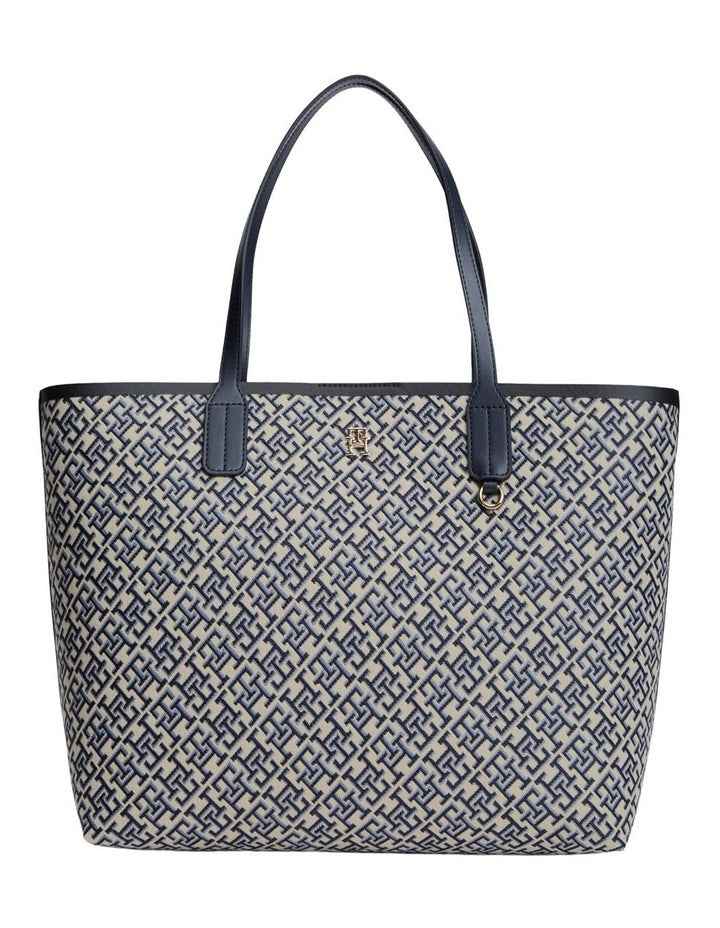 Hilfiger Icon TH Monogram Jacquard Tote Bag in Navy Monogram
