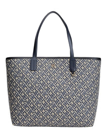 Hilfiger Icon TH Monogram Jacquard Tote Bag in Navy Monogram