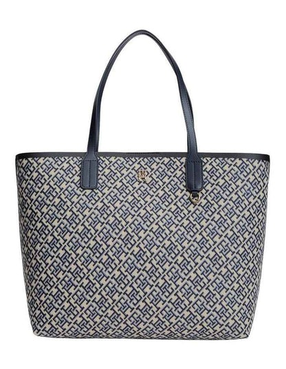 Hilfiger Icon TH Monogram Jacquard Tote Bag in Navy Monogram