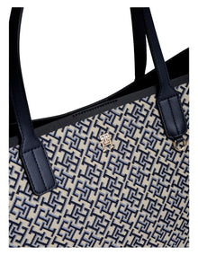 Hilfiger Icon TH Monogram Jacquard Tote Bag in Navy Monogram