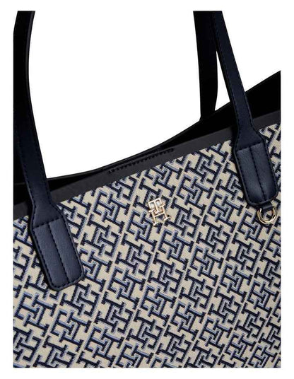 Hilfiger Icon TH Monogram Jacquard Tote Bag in Navy Monogram