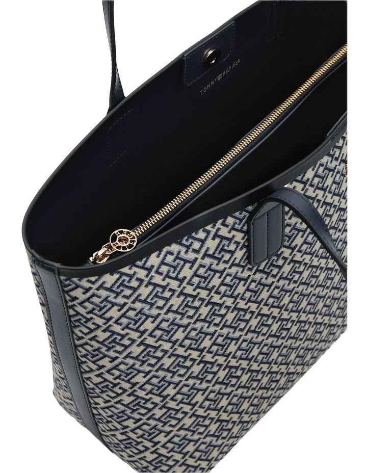 Hilfiger Icon TH Monogram Jacquard Tote Bag in Navy Monogram