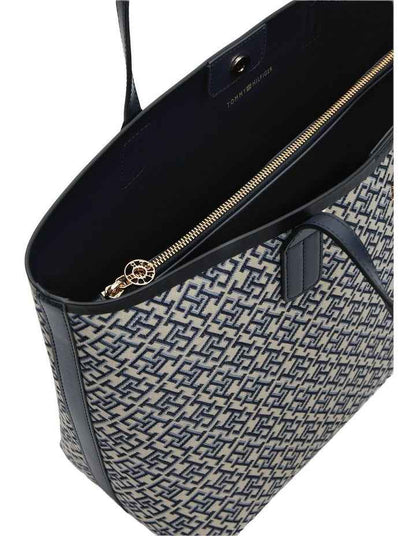 Hilfiger Icon TH Monogram Jacquard Tote Bag in Navy Monogram