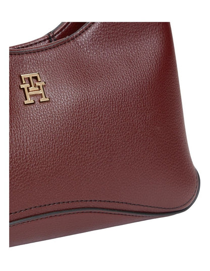 TH Monogram Plaque Crossbody Hobo Bag in Red