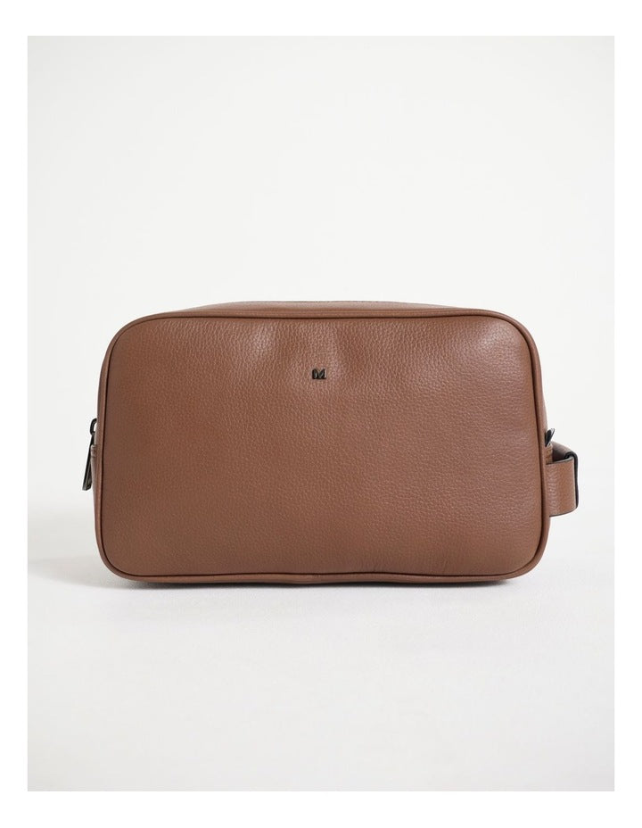 Dane Leather Washbag in Tan