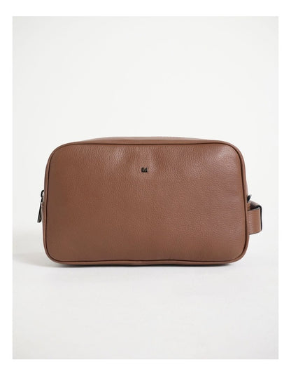 Dane Leather Washbag in Tan