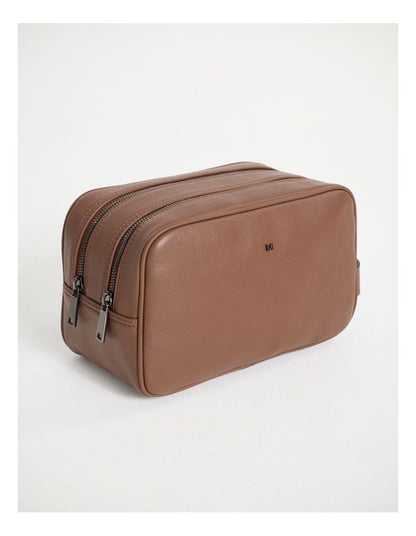 Dane Leather Washbag in Tan