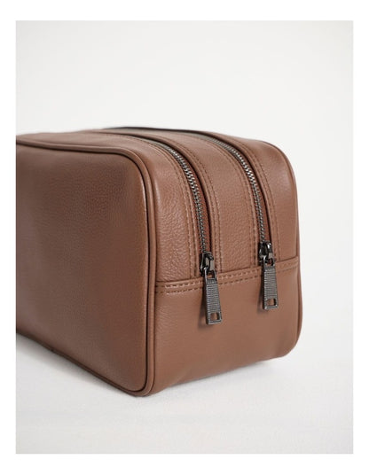 Dane Leather Washbag in Tan
