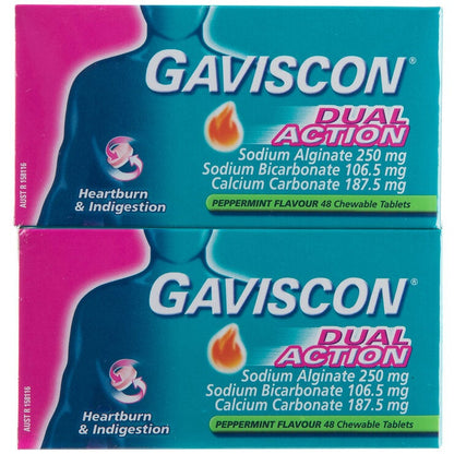 Gaviscon Dual Action Chewable Tablets 2 x 48 Count