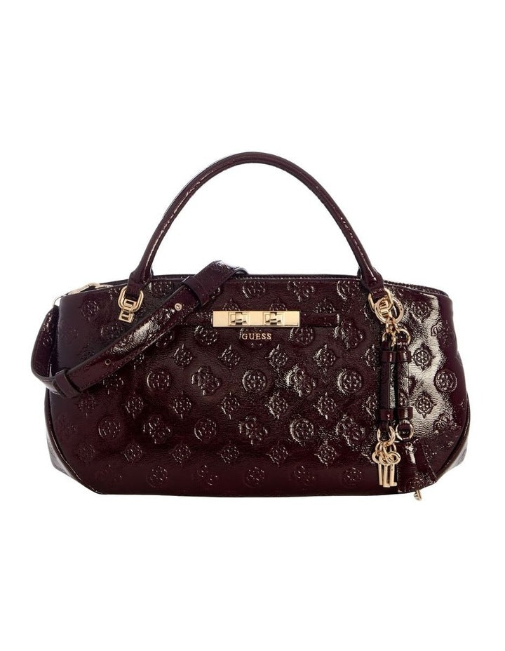Carmella Satchel Bag in Burgundy Logo