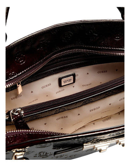 Carmella Satchel Bag in Burgundy Logo