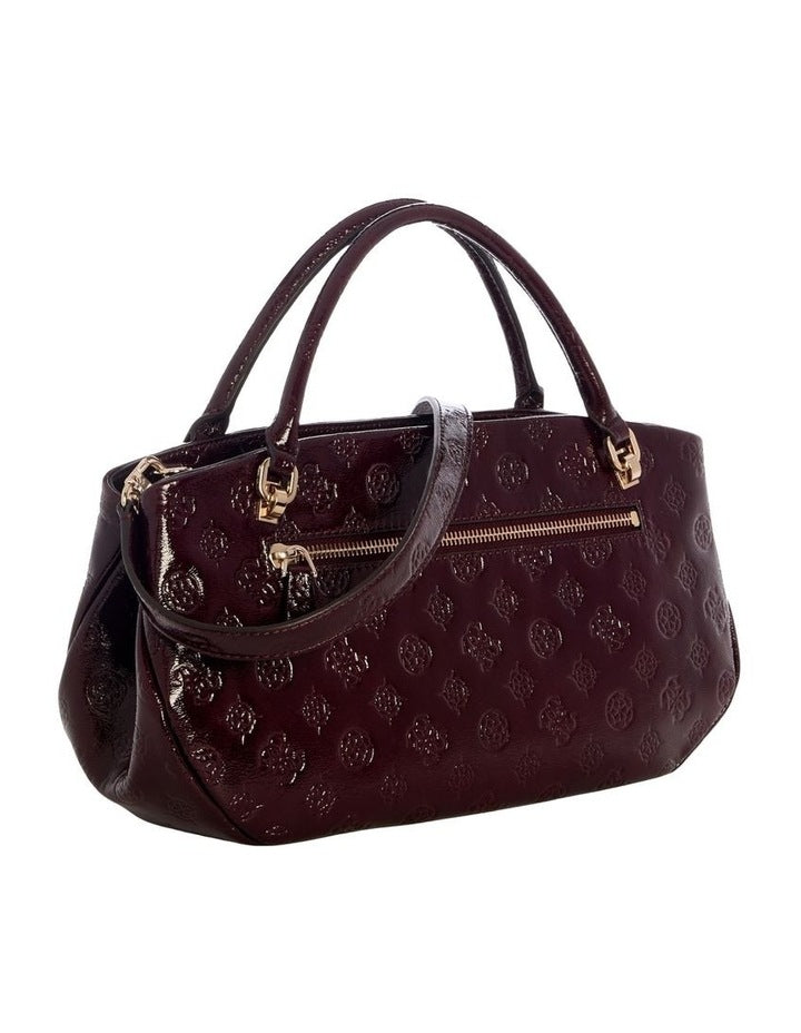 Carmella Satchel Bag in Burgundy Logo