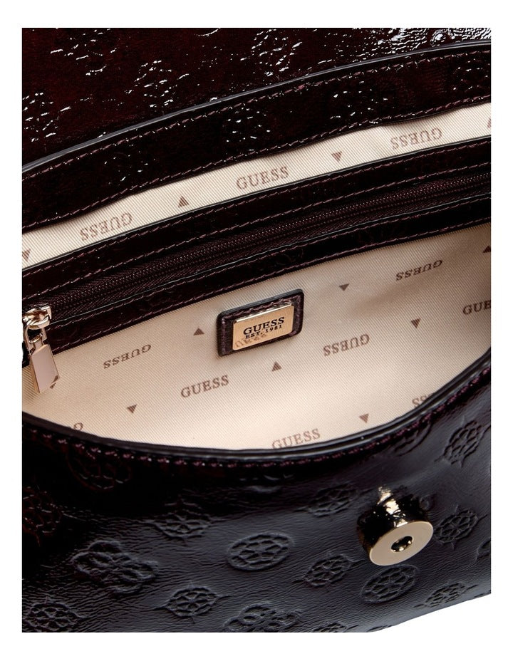 Carmella Crossbody Flap Bag in Burgundy Logo