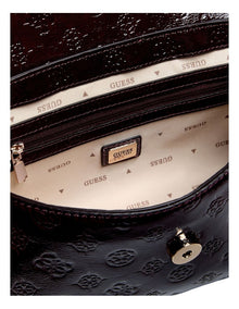 Carmella Crossbody Flap Bag in Burgundy Logo
