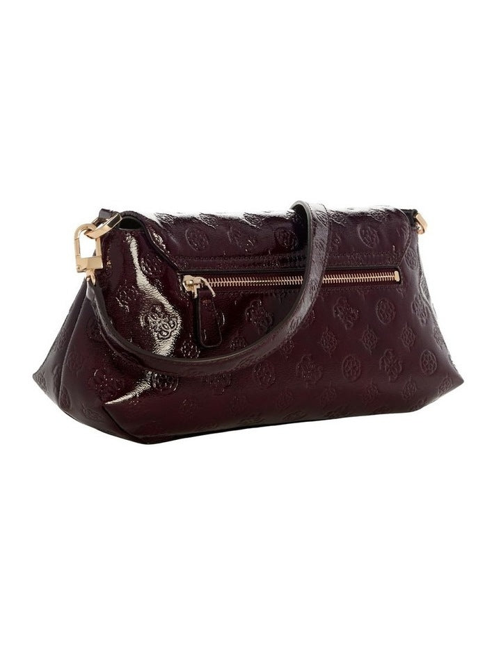 Carmella Crossbody Flap Bag in Burgundy Logo