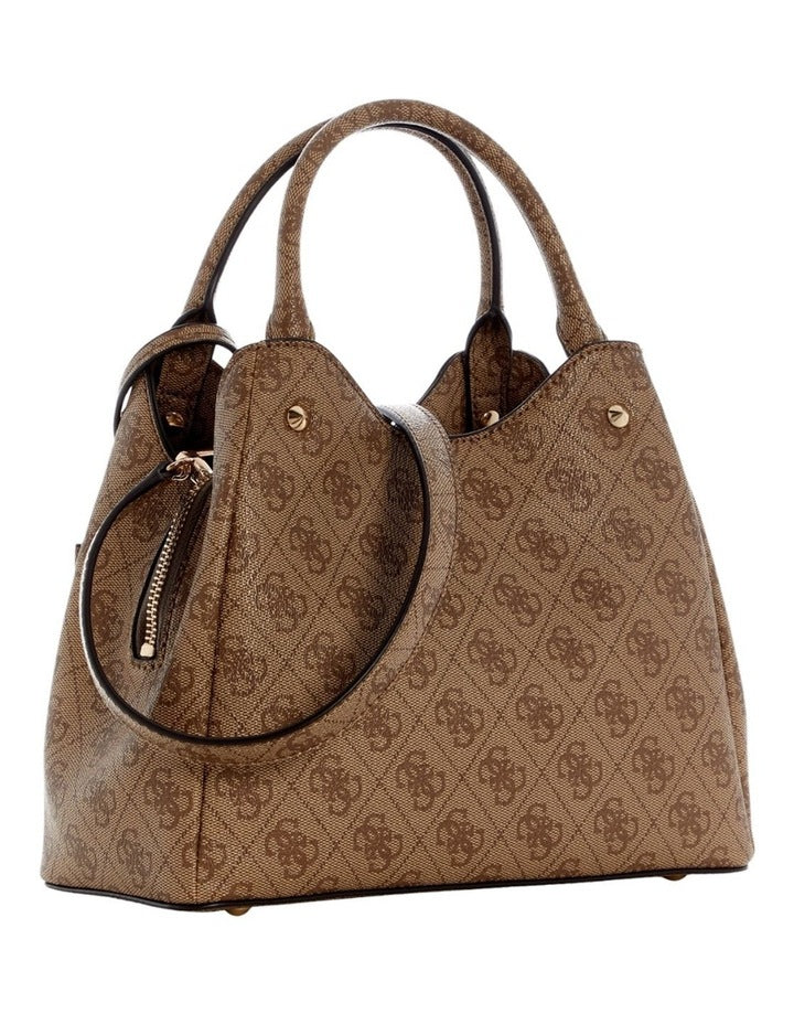 Lorella Logo Small Girlfriend Tote Bag in Latte Logo